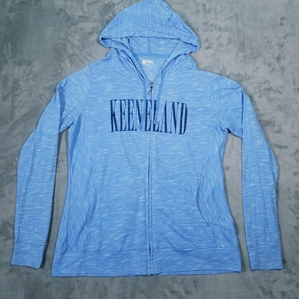 Keeneland Hoodie Sweatshirt Womens Size XL Blue Full Zip Horse Racing